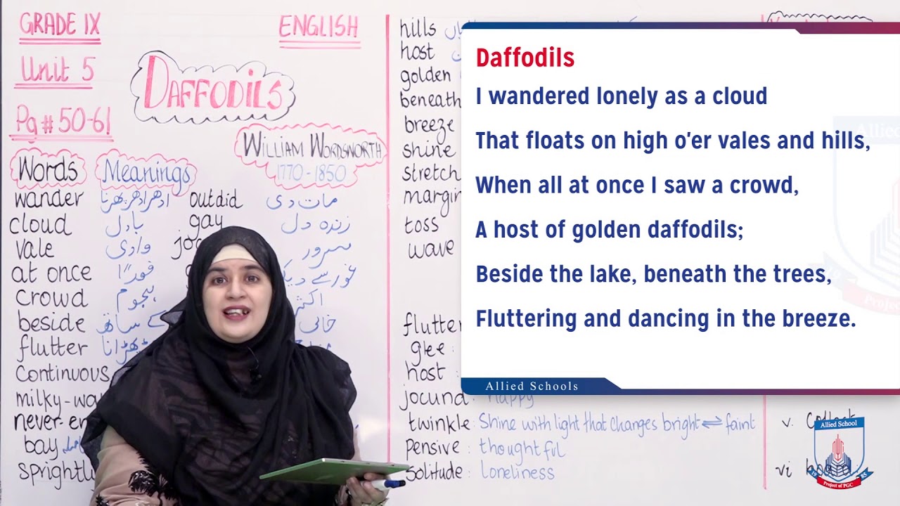 Class 9 - English - Unit 5 - Lecture 54 - The Daffodils - 01 - Allied Schools