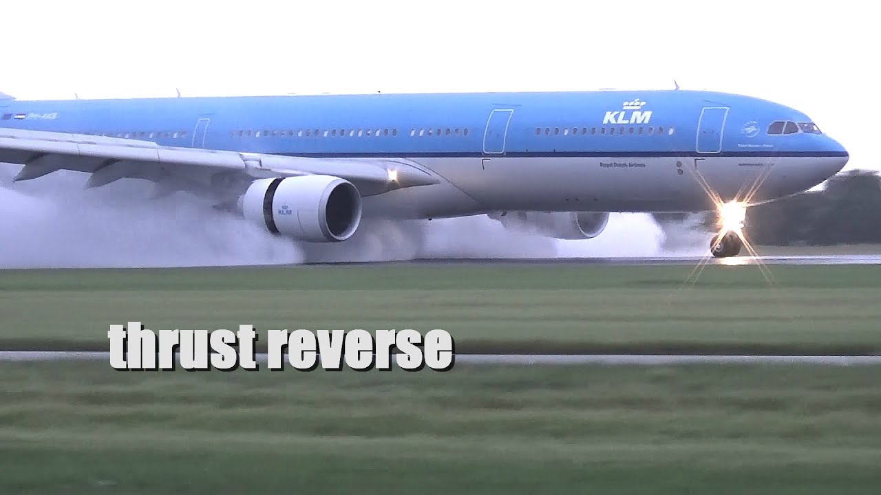Thrust reverse on a wet runway.