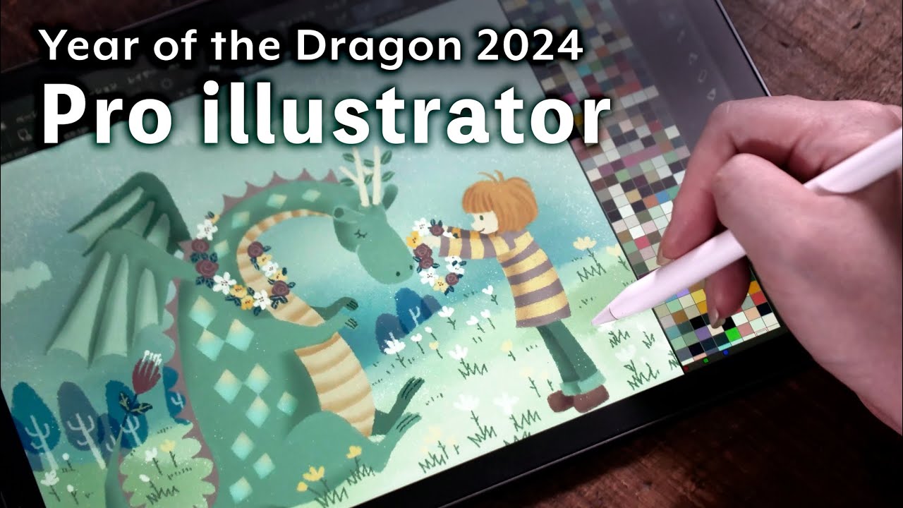 Работа профессионального иллюстратора 🎨 Поздравительная открытка 2024 Impress Year of the Dragon
