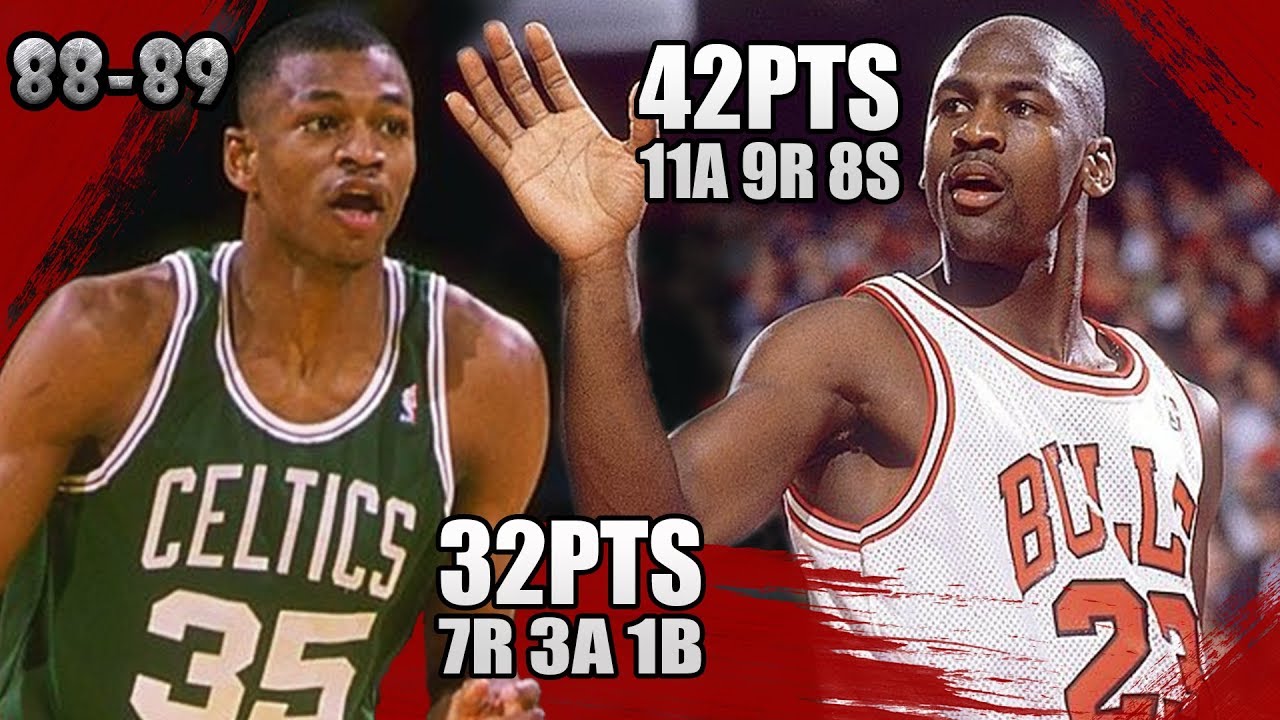 Michael Jordan vs Reggie Lewis Highlights Bulls vs Celtics (1989.01.15) - 74pts Combine! Tight GM!