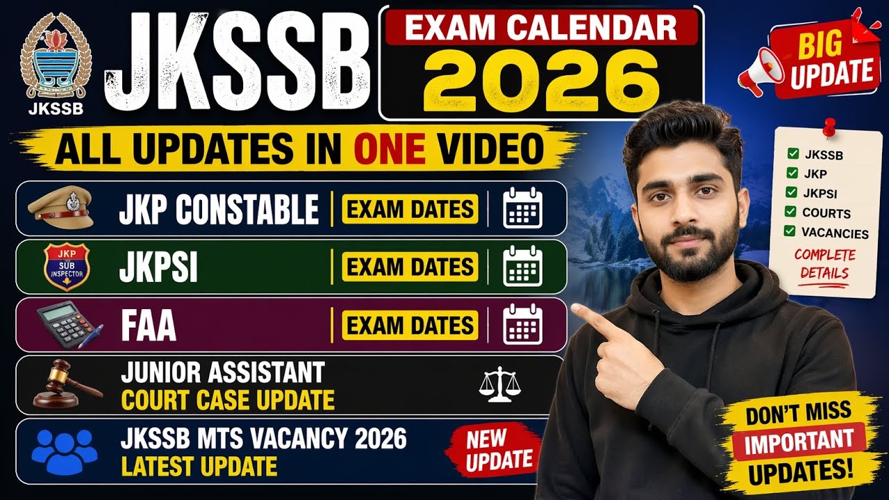 JKSSB EXAM CALENDAR 2026 | JKPSI ! JKP CONSTABLE EXAM DATE 2026 | JKSSB MTS VACANCY 2026 
