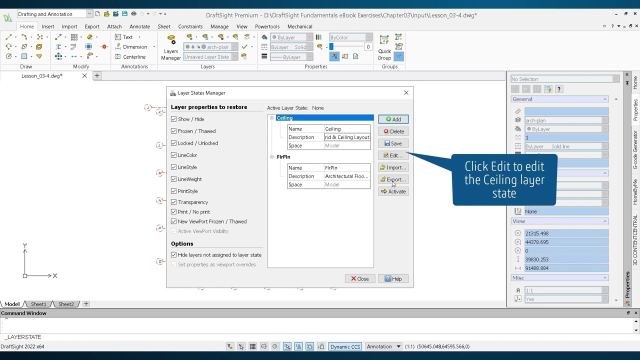 Working with Layer States Manager - DraftSight Fundamentals - Lesson 3.4