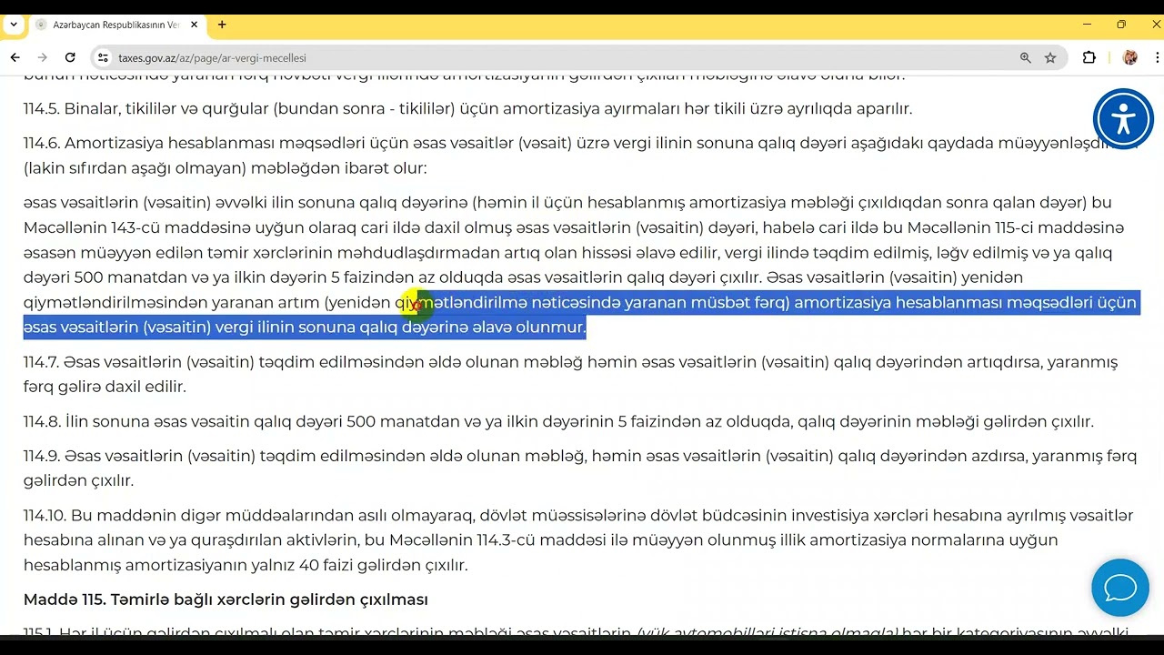Vergi məcəlləsində Amortizasiya necə aparılır ?
