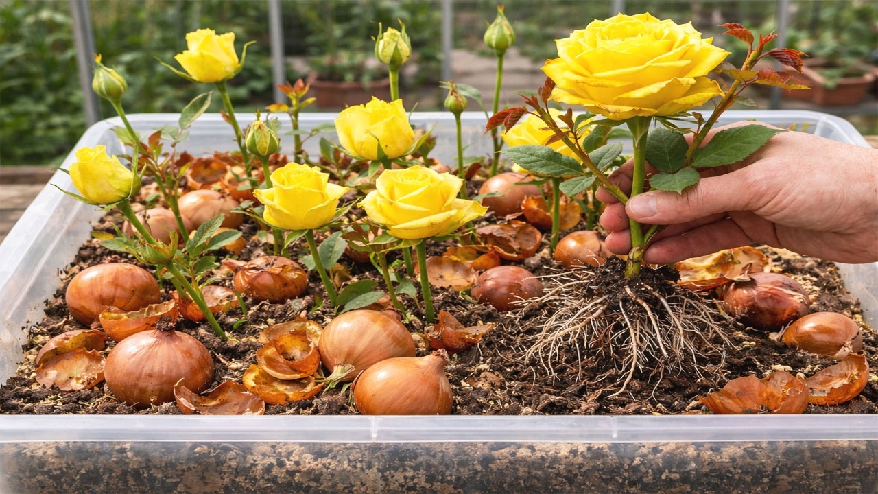 Размножайте розы луком! Розы быстро прорастут и сразу же укоренятся.