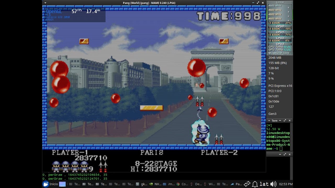 Mame 0.240 Native Test 60fps NVENC x64 + Sound (Core i3 8350K) + Nvidia 510.39