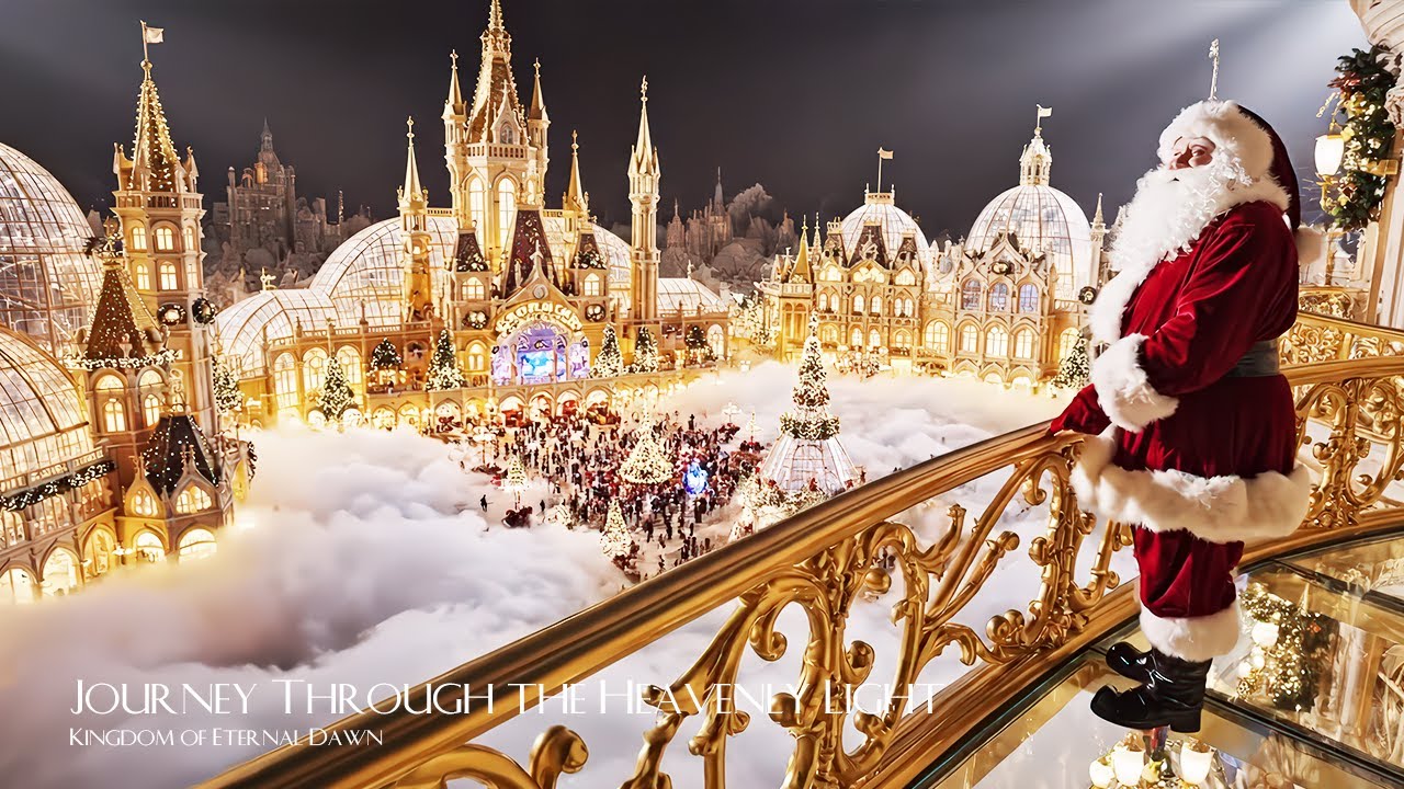 Christmas in the Celestial Eternal Dawn Skies – Heavenly Ambience with Santa 4K