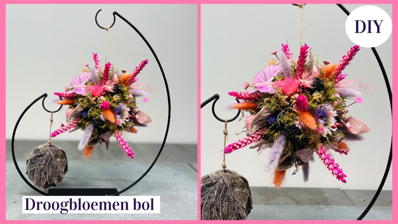 Droogbloemen bol in frame  🌸🌷| Cursus Bloemschikken #334 |Carlein Tukkers