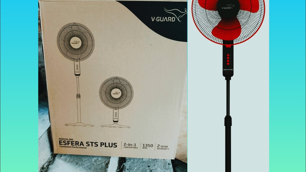 vguard Esfera STS Plus 2in 1Convertible 400mm 3Blade Pedestal Fan unboxing review full installation