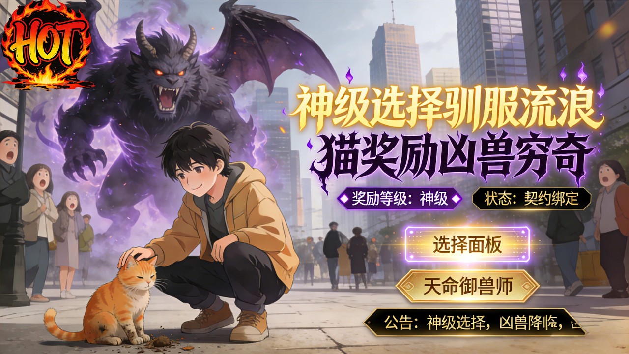 ✨【强推】《神级选择驯服流浪猫奖励凶兽穷奇 》1--38集重生归来，我做的第一件事，便是倾尽所有积蓄，只为寻找一只最凶狠的橘猫。周遭众人皆以为我疯魔#穿越 #末世 #异能 ##动态漫画# 漫野推文