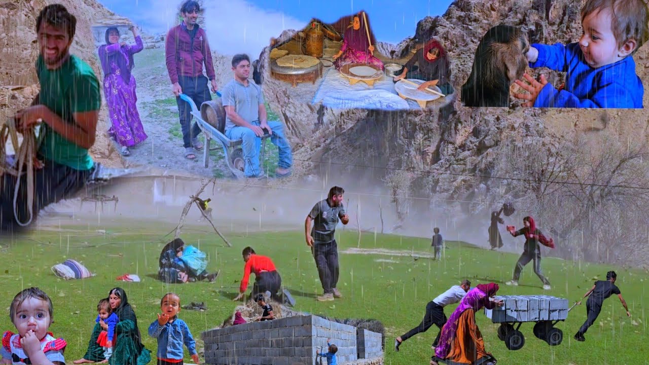 Baking local bread and building a Mahmoud Azam hut🧱Pelo and mushrooms, taking care of sheep 🐑🍲