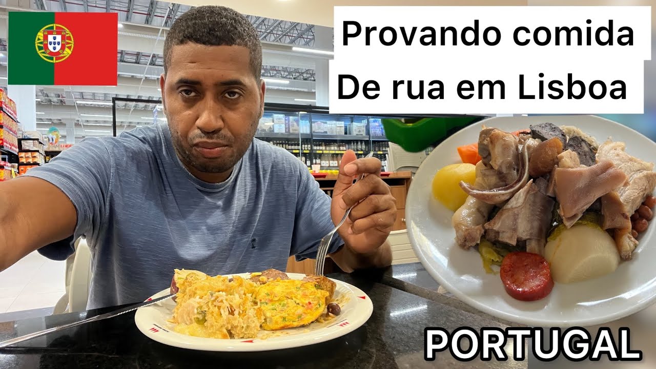 PROVANDO A COMIDA DE RUA EM LISBOA DE PORTUGAL