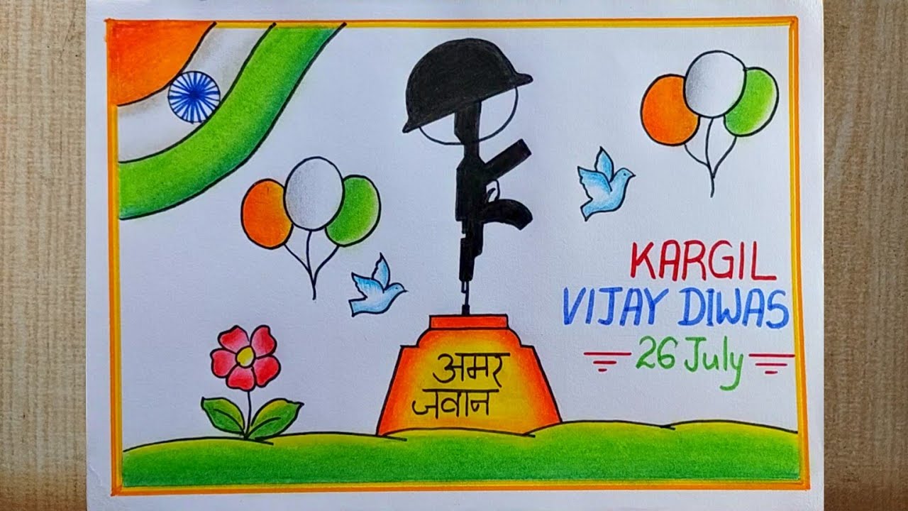 Kargil Vijay Diwas drawing easy| Kargil Vijay Diwas Poster drawing| Kargil Day drawing| Independence