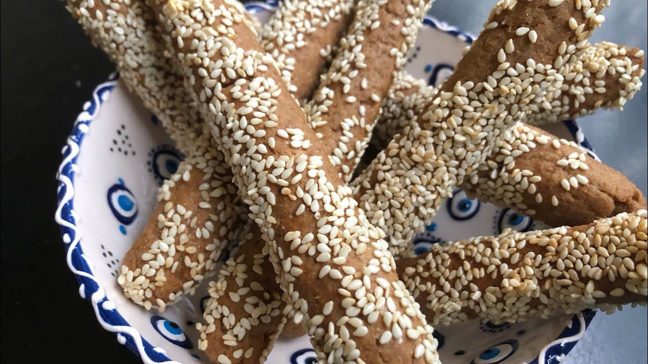 Κριτσίνια, kritsinia with tahini, traditional Greek breadsticks biscuits. Greek 🇬🇷 food recipe