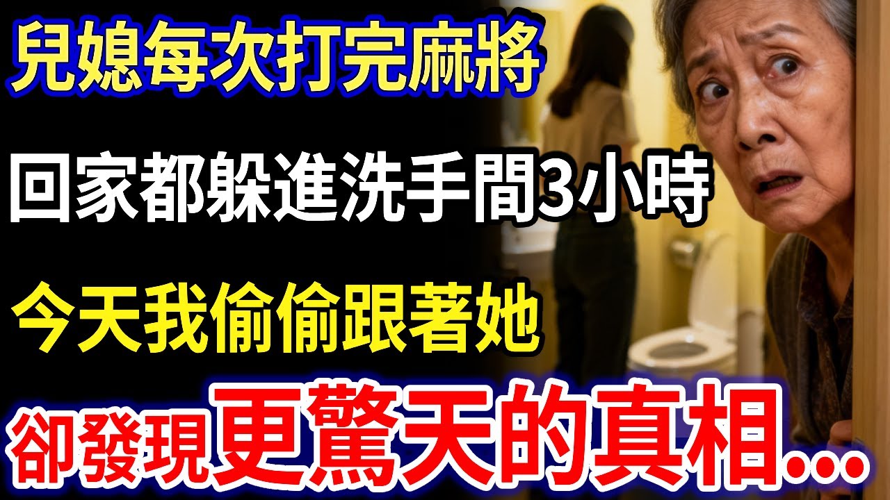 我70歲，兒媳每次打完麻將，回家都躲進洗手間3小時，怎麼叫都不應，今天我偷偷跟著她，開啟洗手間門卻發現驚天真相...