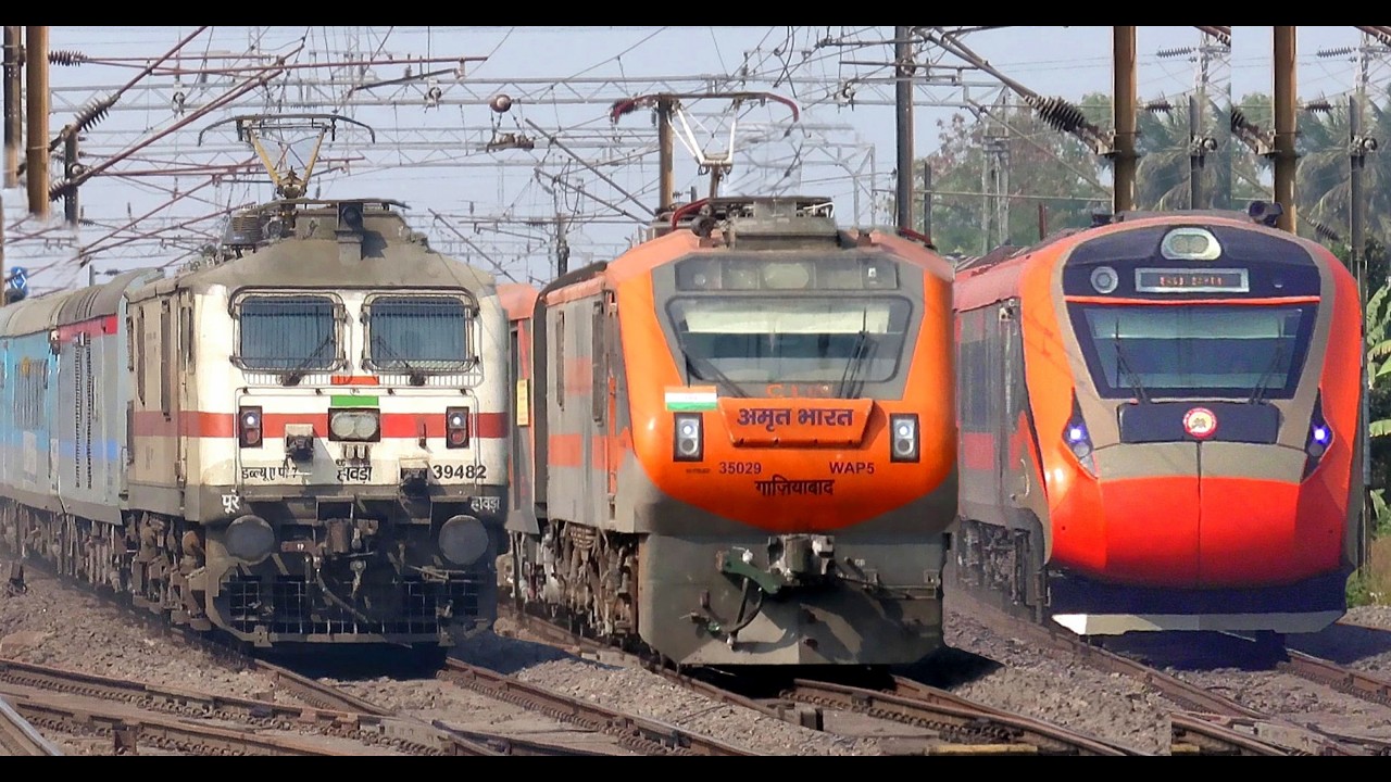 130 Kmph Fastest Amrit Bharat+ Vande Bharat+ WAP-5 Shatabdi Exp| Back to Back Stormy Trains E.R.