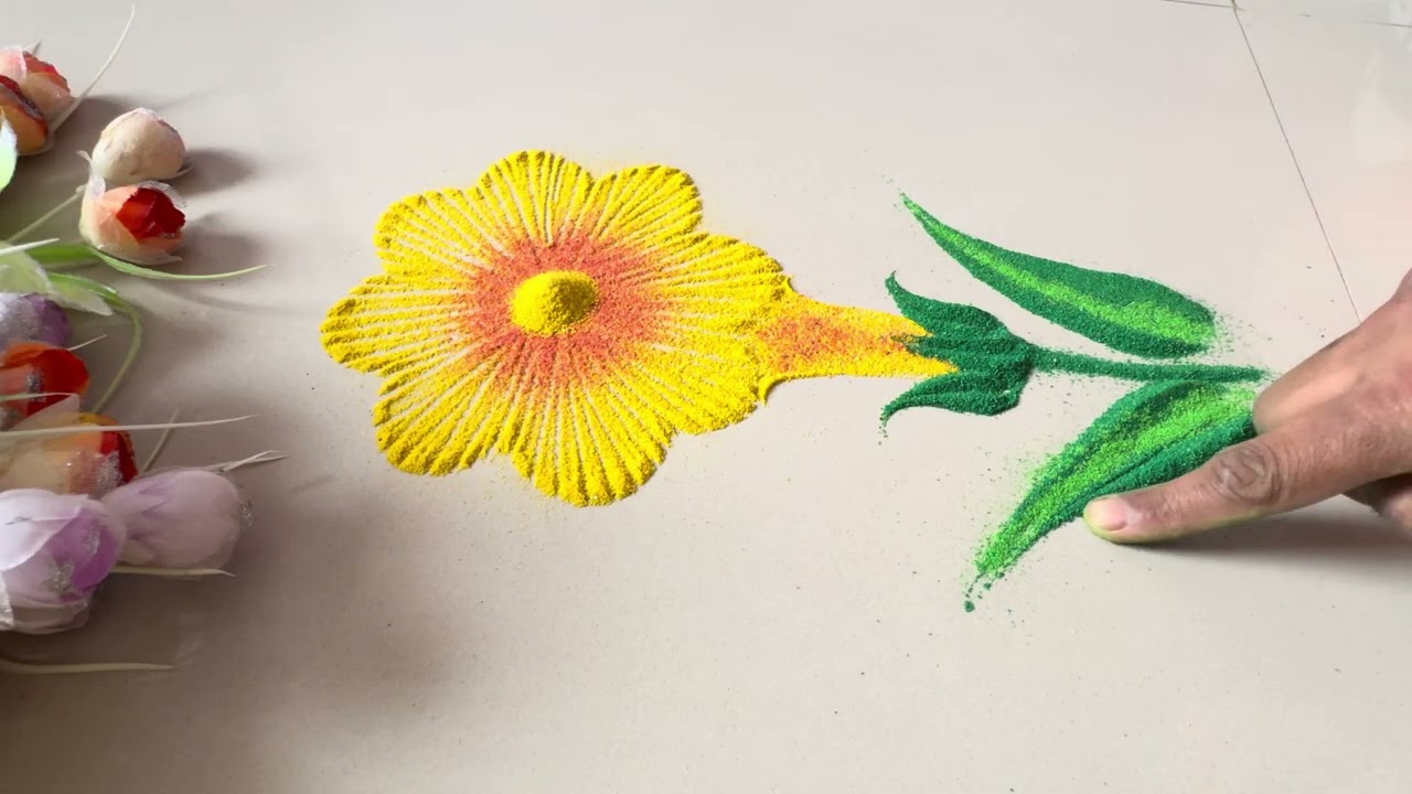 उंबरठ्यासमोर काढण्यासाठी सुंदर आणि आकर्षक रांगोळी || Sand art||  Satisfying daily rangoli designs 