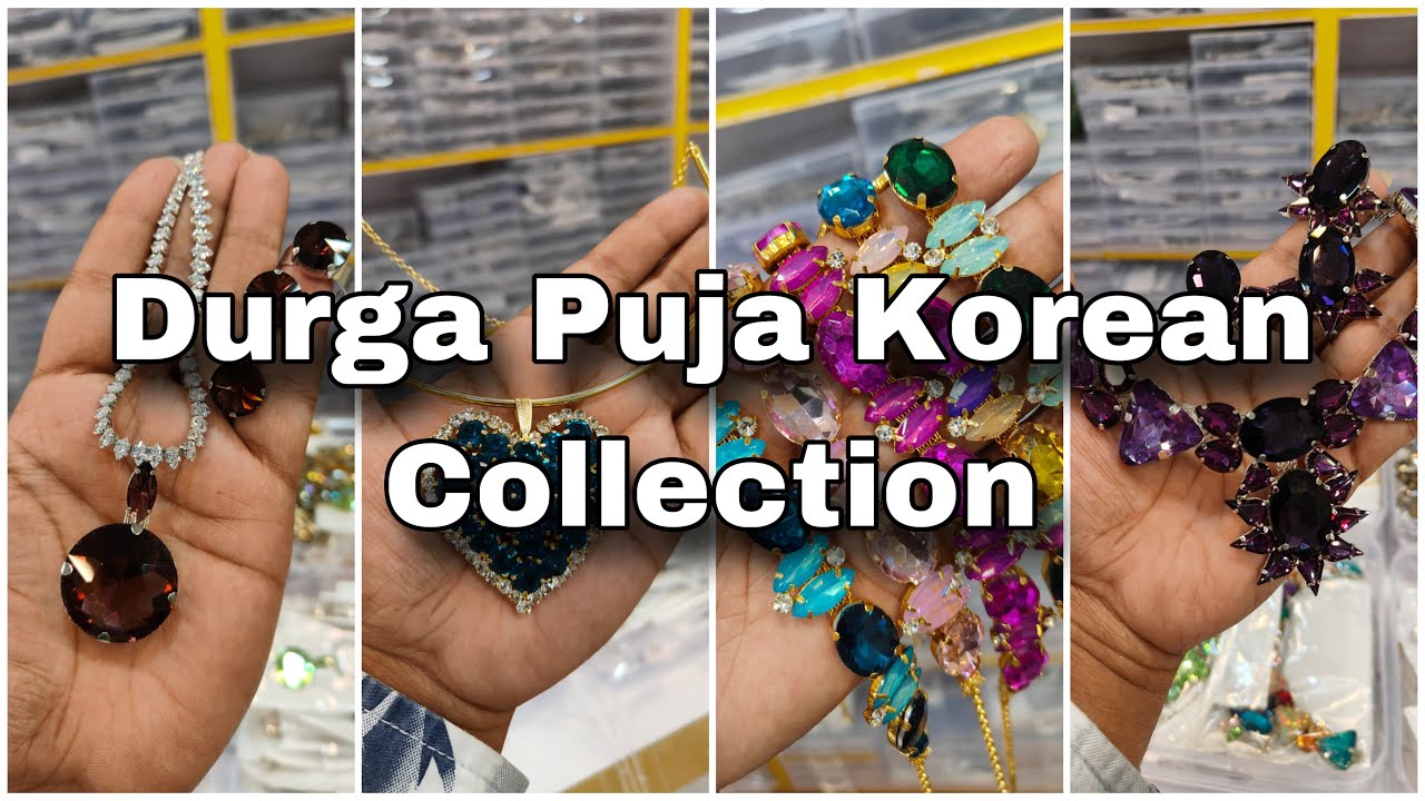 Korean Glass Stone Jewellery Wholesale | Glass Stone Jewellery Wholesale | Durga Puja Korean Design