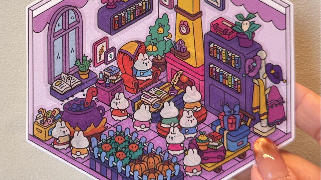 【ASMR】DIY Purple Magic Bunny House✨🐰 | No Talking Sticker Scene | Cozy Fantasy