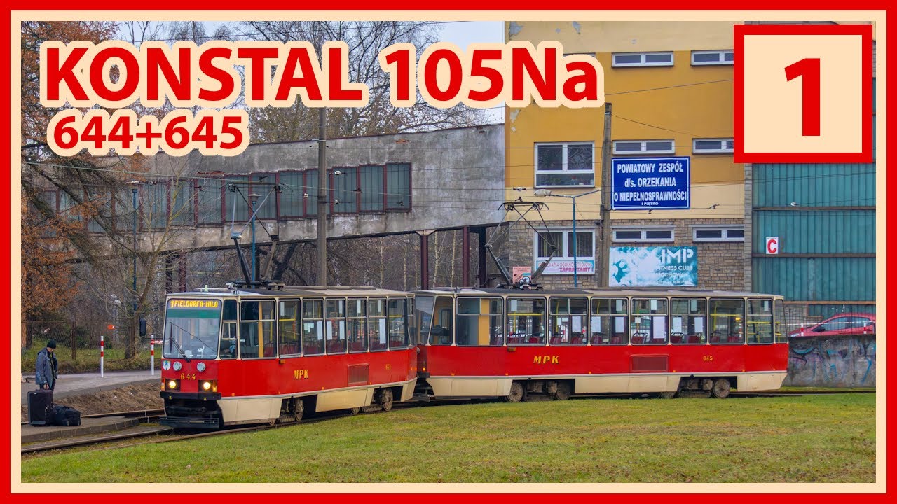Konstal 105Na 644+645 | Linia 1 - widok na przód