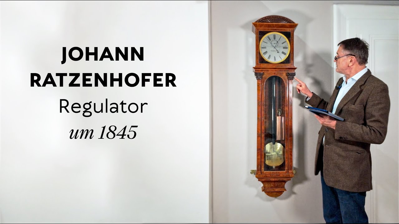 Regulator von Johann Ratzenhofer in Wien | Antike Pendeluhr | Jahresgangdauer, Glasverkapseltes Werk