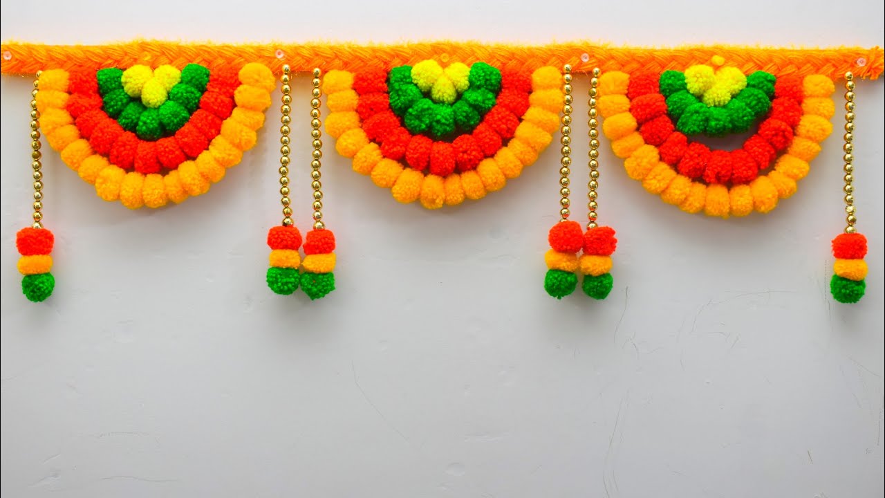 POM POM GARLAND EASY ROOM DECORATION IDEA, NEW DOOR TORAN, DOOR HANGING 2020