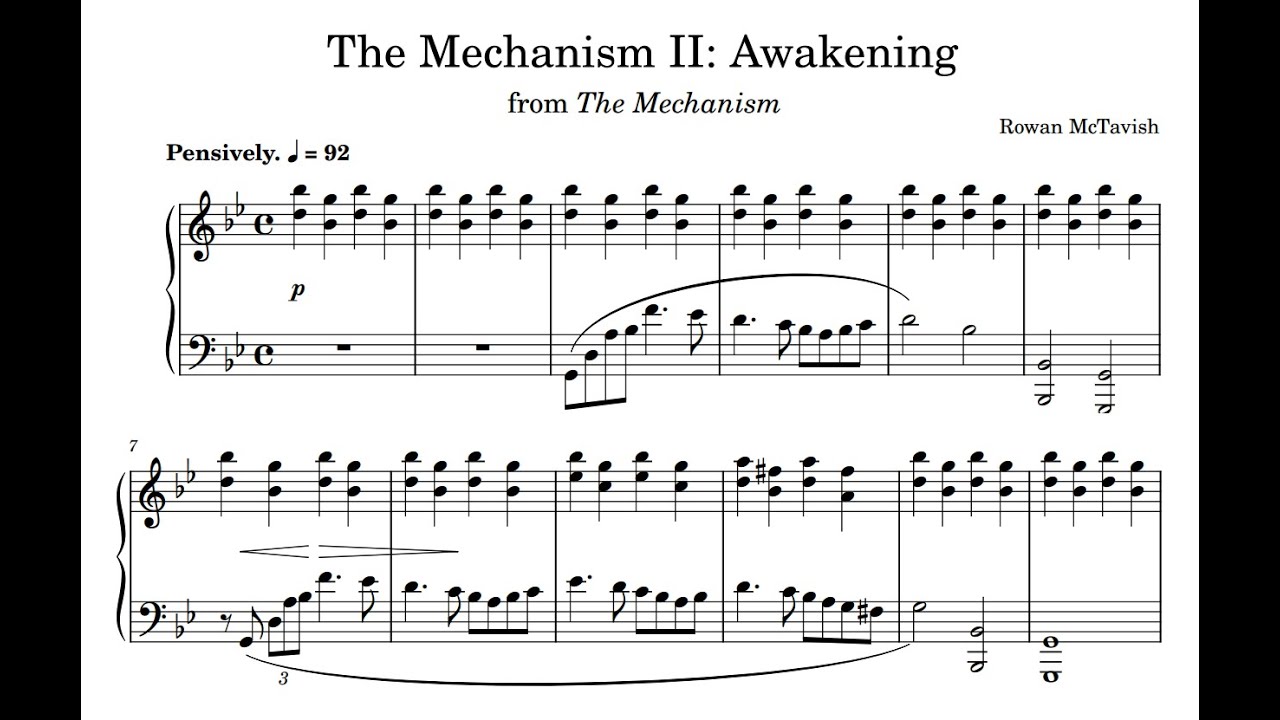 The Mechanism II: Awakening - Simple, Somber Piano Music by Rowan McTavish (with Sheet Music)