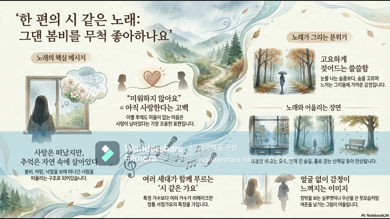 한국 정통 가요에서 '비'는 보통 어떤 의미로 쓰이나요?