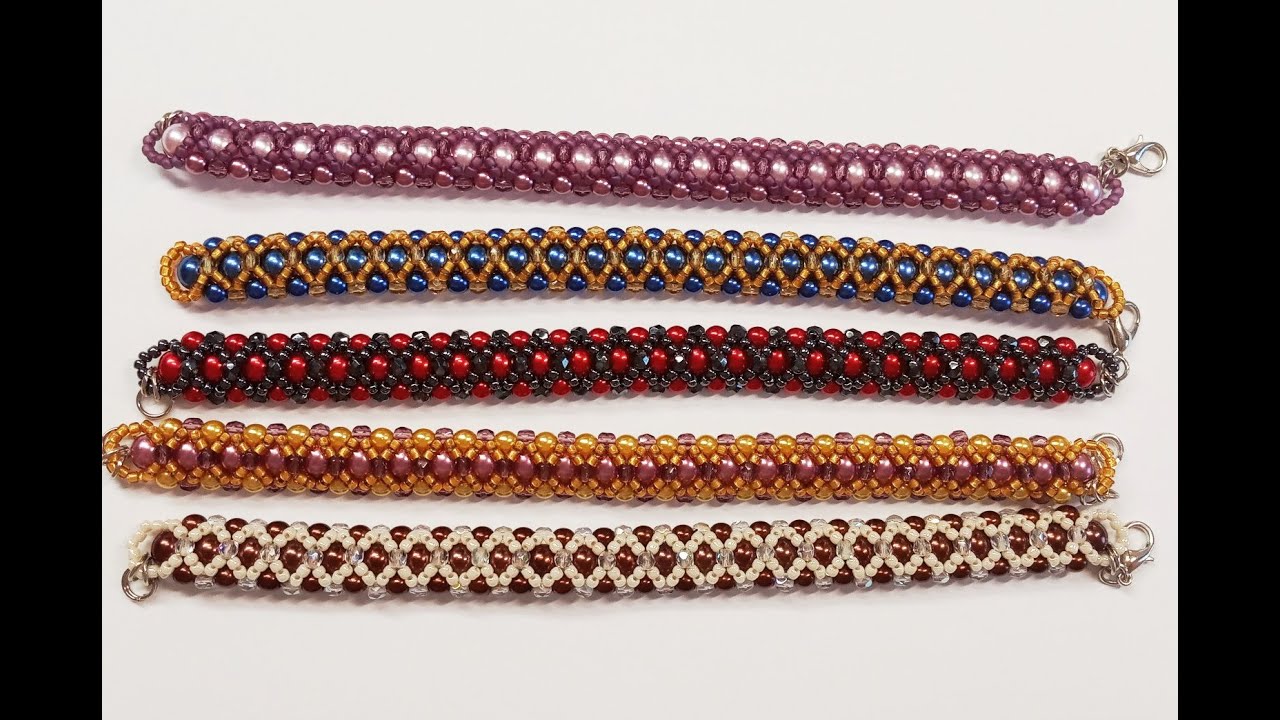 Šitý náramek z perliček a rokajlu / Beaded Bracelet - Pearls And Seed Beads