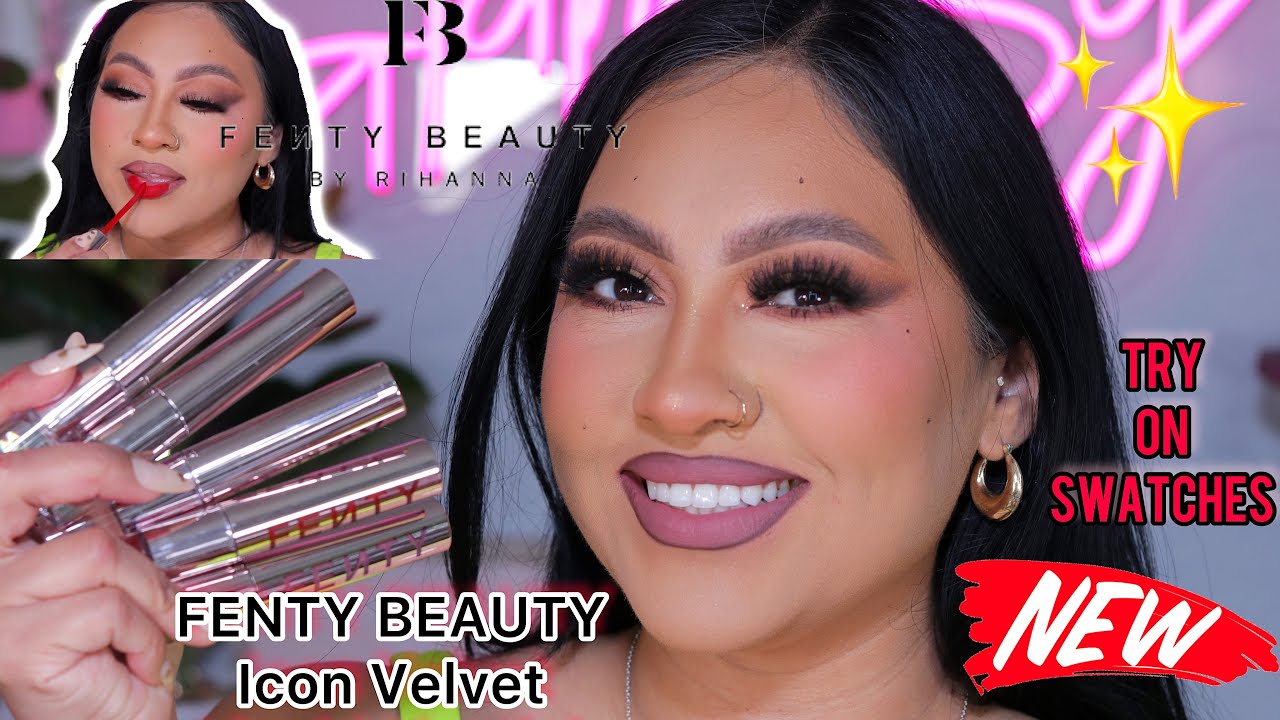 FENTY BEAUTY ICON VELVET LIQUID LIPSTICK | TRY ON LIP SWATCHES | GLAM BY GIGI