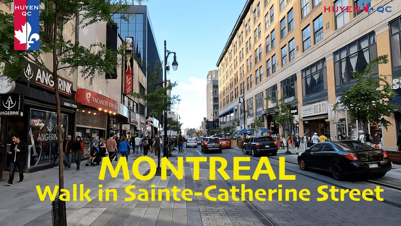 4K Walking in Downtown Montreal - Sainte-Catherine Street | Summer in Canada