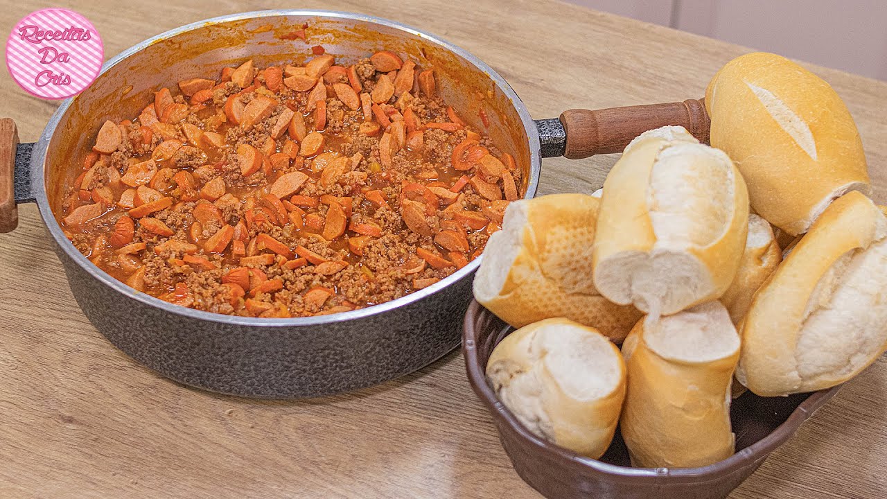 LANCHE FÁCIL E RÁPIDO!! COMBINAÇÃO PERFEITA!! MOLHO DE CARNE MOÍDA COM SALSICHA|
