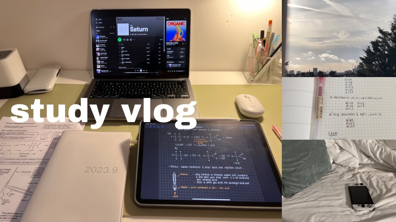 study vlog 🎧📝 late night studying, ipad note-taking, exam szn, cramming, productive student