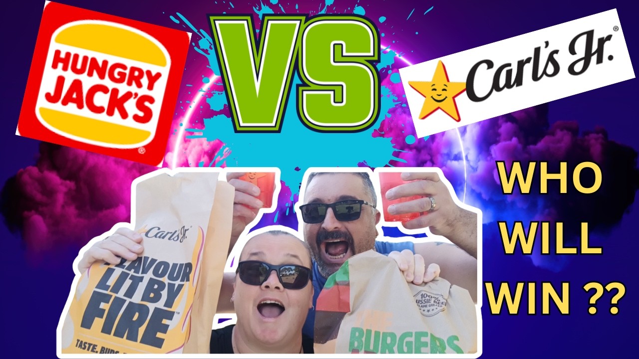 CARLS JR VS HUNGRY JACKS WHO WILL WIN #foodreview #carlsjr #hungryjacks #flamegrilled #beef #spritz