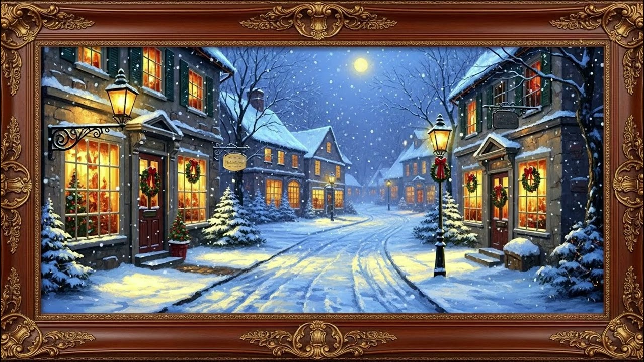 Magical Christmas Village | Snowy Frame TV Art 4K Screensaver