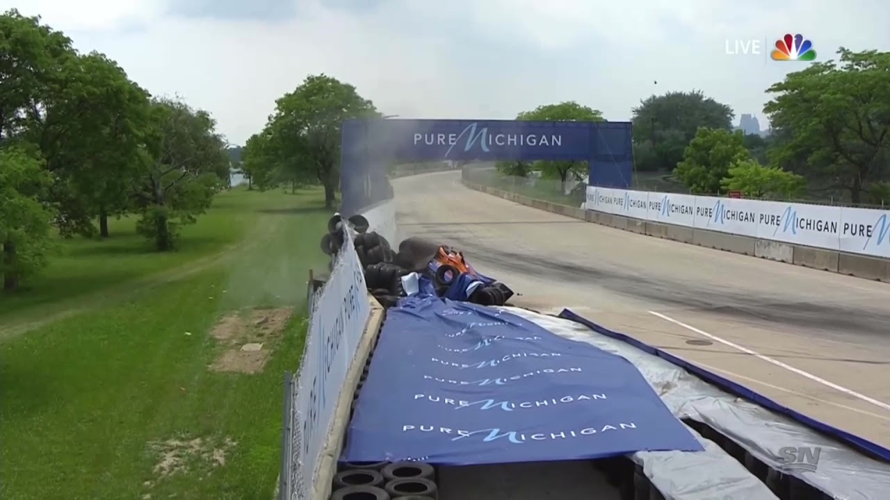 Felix Rosenqvist HUGE Crash - 2021 Indycar at Detroit Race 1