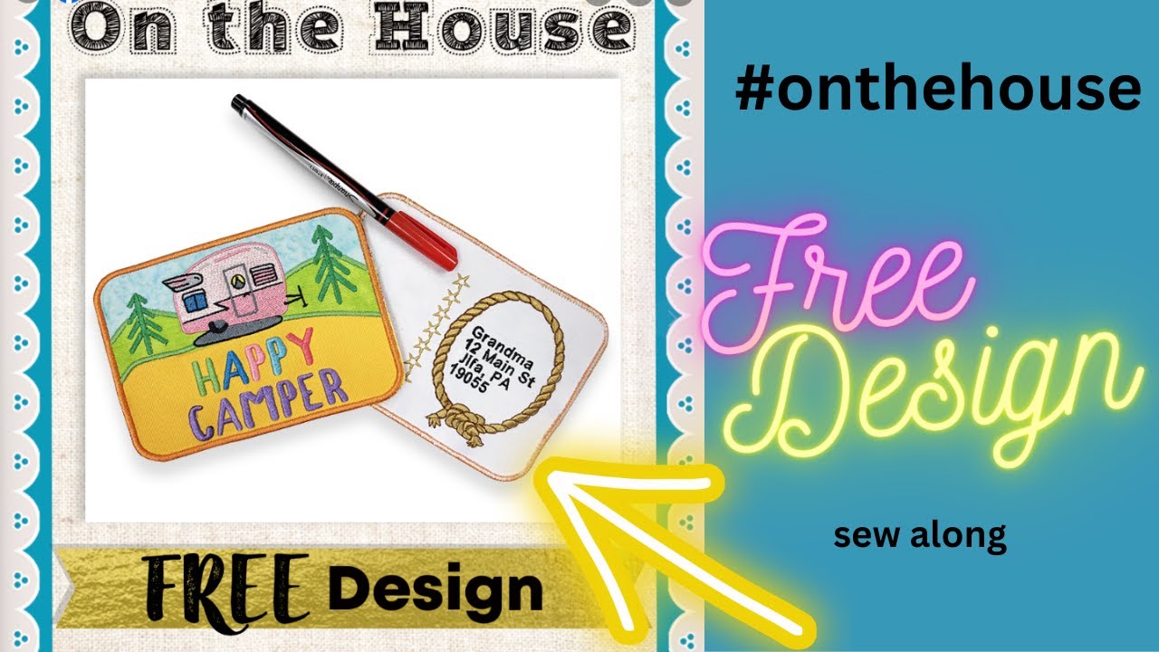 How to Make an ITH Camping Postcard with this cute Free Embroidery Design!