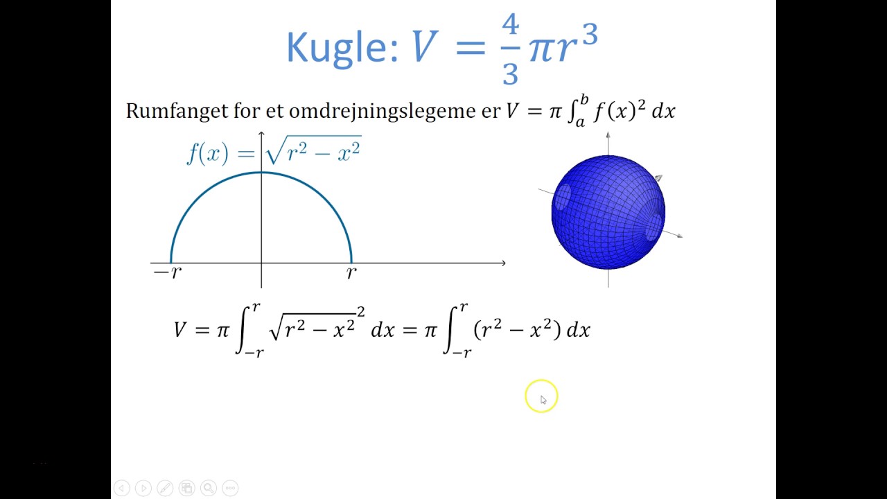 Omdrejningslegemer - Anvendelse: Rumfang af Kugle