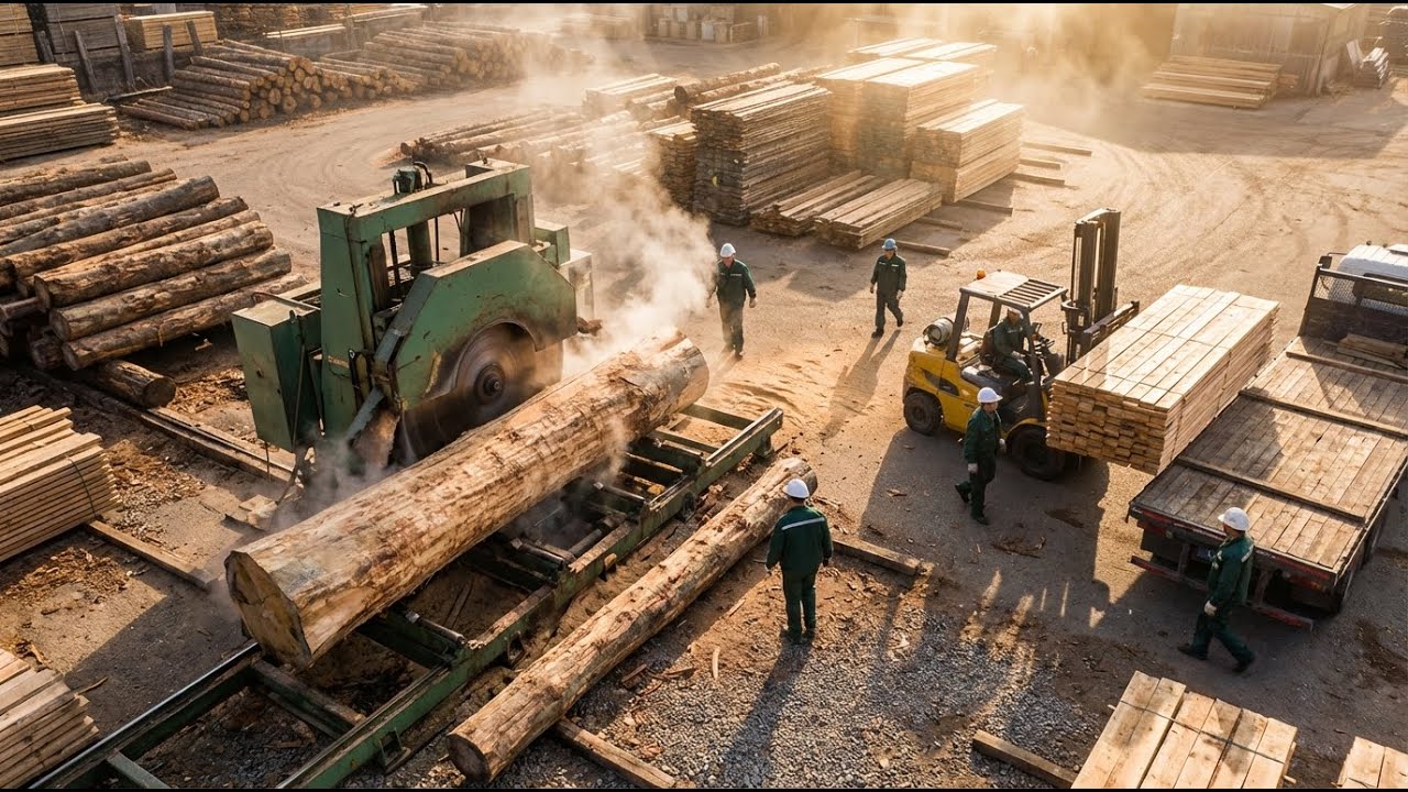 This Factory Turns Giant Logs Into Luxury Furniture | Full Sawmill Tour