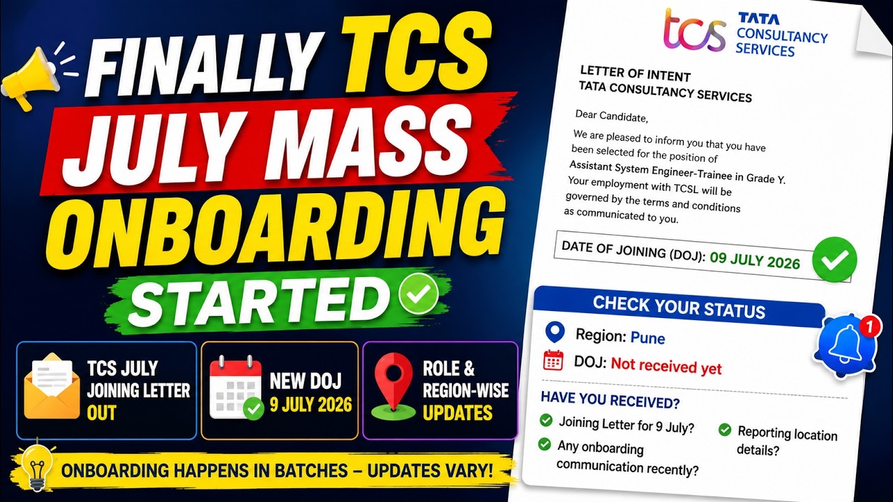 Finally TCS July Mass Onboarding Started |TCS July Joining Letter Released | New DOJ Out 9 July 2026