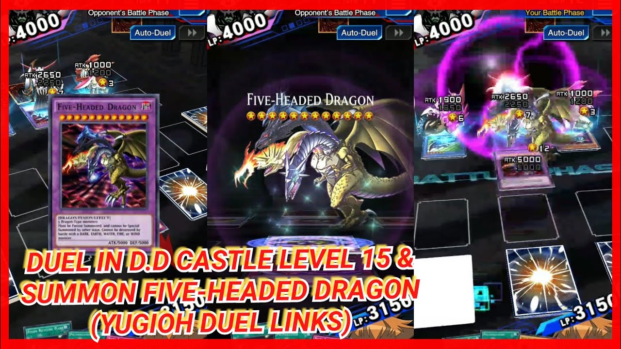 DUEL IN D.D CASTLE LEVEL 15 & SUMMON FIVE-HEADED DRAGON (YUGIOH DUEL LINKS)