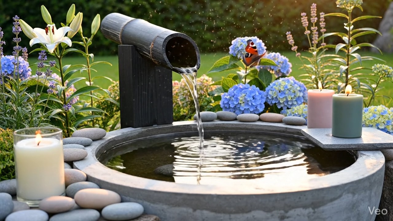Relaxing Water Fountain & Birds Singing 🌸 Peaceful Zen Garden Ambience