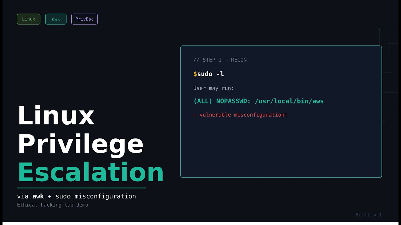 Linux Privilege Escalation aws &mdash; sudo Misconfiguration | RootLevel