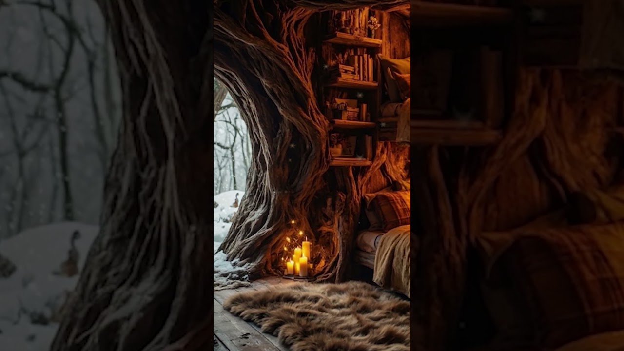Treehouse Bedroom in a Blizzard 🌨️🌲 | Ambiance, Sleep Aid 
