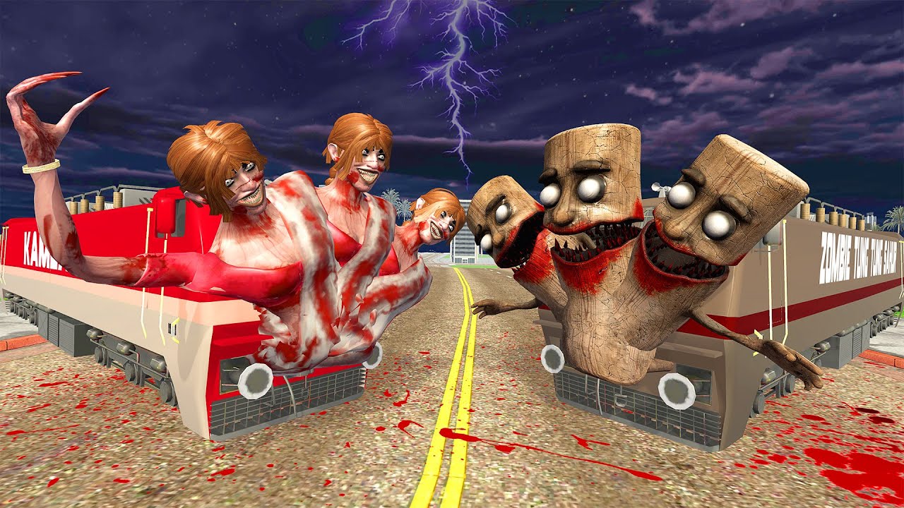 ZOMBIE TUNG TUNG TUNG SAHUR TRAIN VS KAMLA TRAIN  - INDIAN BIKE DRIVING 3D