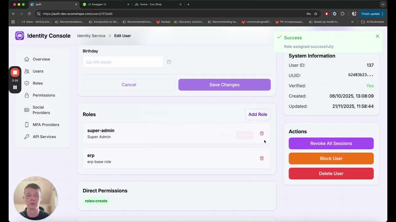 EcomShape Identity Console — Core Features Overview