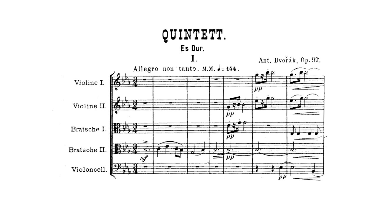 Dvořák: String Quintet No. 3 in E-flat major, Op. 97, B 180 (with Score)