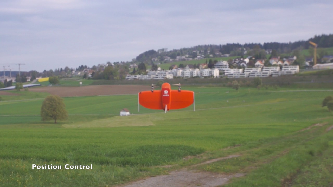 VTOL drone WingtraOne - hover flight and back transition