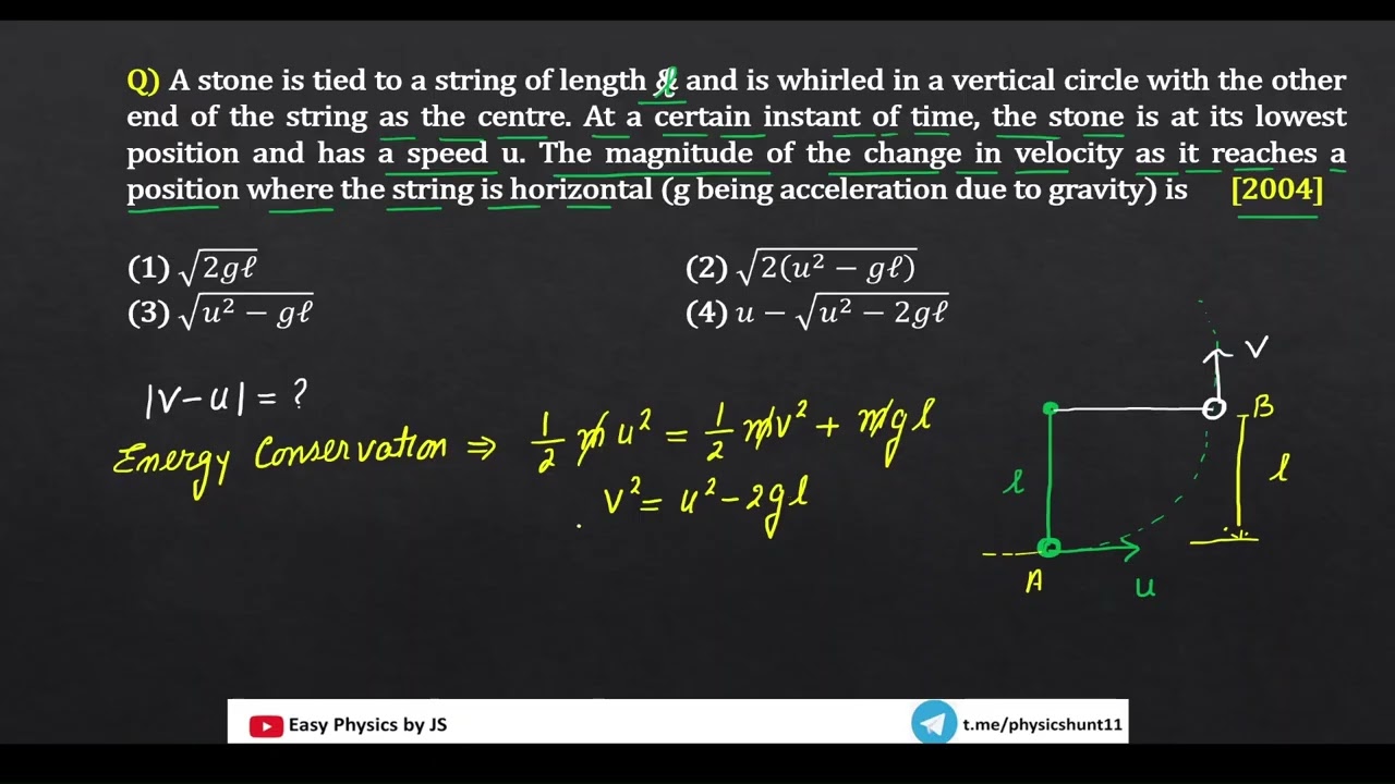 Vertical Circular Motion – Change in Velocity I NEET I PYQ - 2024