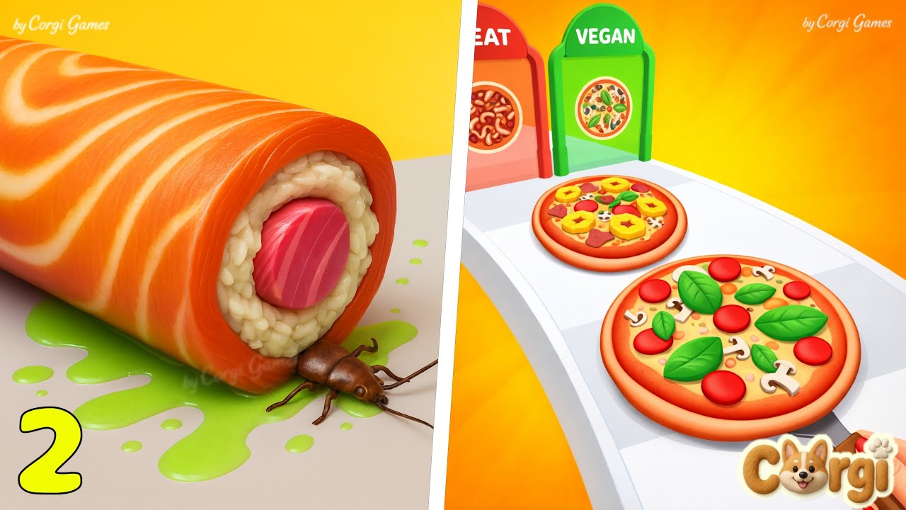 I Want Pizza VS Sushi Roll 3D EP2 - All Levels Satisfying Walkthrough Gameplay