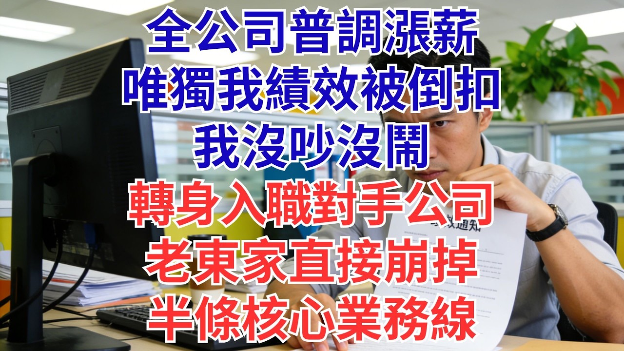 全公司都在調薪，只有我被倒扣績效！我一句話沒說，默默跳槽競爭對手，前東家瞬間癱瘓——半條核心業務直接蒸發…#為人處世#生活經驗#職場#爽文